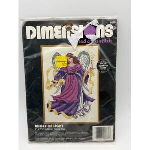 Dimensions Angel of Light Counted Cross Stitch Kit 6669 Vintage 1994 Purple Gold